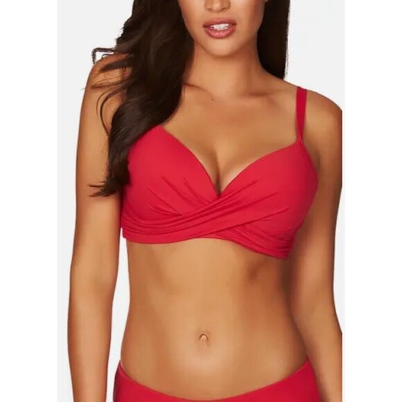 Red Cross Front Molded Underwire Bikini Top Sea Level size  12 - Picture 1 of 7